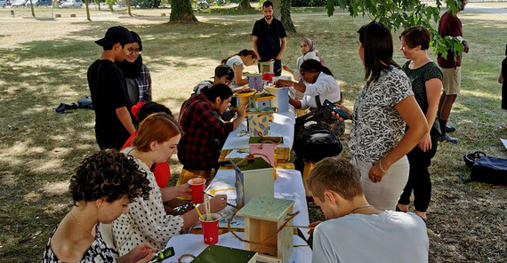 SDA group at the nest box workshop