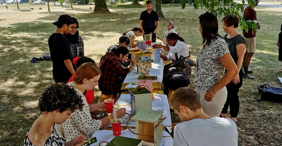 SDA group at the nest box workshop