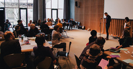 Im Workshop bei der transmediale, dem Festival für Medienkunst und digitale Kultur im Haus der Kulturen der Welt in Berlin. Foto: Oskar Smollny/ZeM.