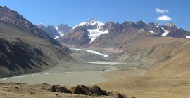 A sediment-covered glacier in the northwest Himalayas in a region where a lot of sediment is produced and transported away in the rivers.