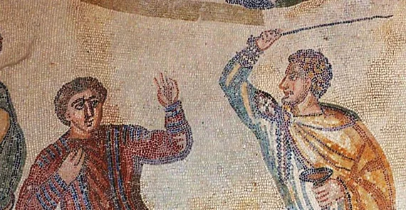 Römische Sklaven standen im Schatten der Gesellschaft – Mosaik aus Piazza Armerina / Sizilien (Foto: My Sicily Guide, Pozzallo, Italien)