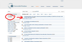Blick in den Katalog des Universitätsservers - auf die letzten der 10.000 verfügbaren Publikationen.