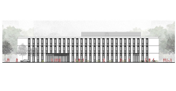 Ansicht West des Instituts für Informatik und Computational Science (Heinle Wischer Gesellschaft für Generalplanung mbH). Ansicht West des Instituts für Informatik und Computational Science (Heinle Wischer Gesellschaft für Generalplanung mbH).