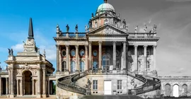 Foto: Philosophische Fakultät – einst und jetzt. Foto: Karla Fritze.