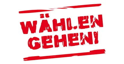 Stempel mit Roter Schrift "Wählen gehen!"