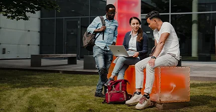 International Students discussing projects