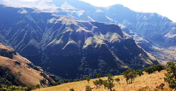 Erosional landscape of the Drakensberg Escarpment in southern Africa.