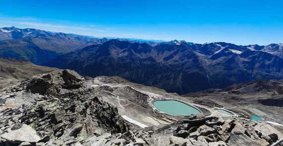 High Alpine Landscape with Lakes.