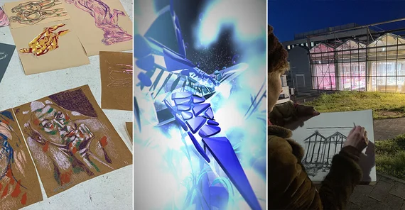 Zeichnungen Studierender | VR-Arbeit von Student Adrian Meier | Zeichnen auf dem Campus Golm