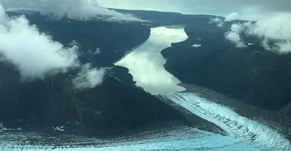 Crillon Lake, an ice-dammed lake in the Glacier Bay National Park, Alaska, USA.