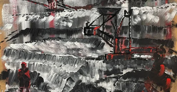 Das Foto zeigt das Kunstobjekt „Tagebau“ von Anton Ruhl