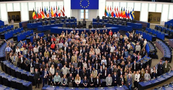 Participants at the European Student Assembly (ESA) 2026 at the European Parliament in Strasbourg.
