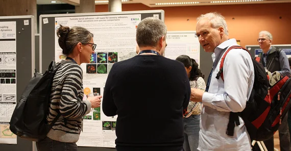 Personen in ein Gespräch vertrieft.