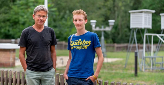 Klimaforscher Stefan Rahmstorf (l.) und Klimaaktivist Jaro Abraham. Foto: Tobias Hopfgarten.