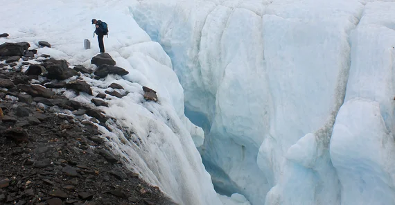 The researchers used radar to measure the glacier.