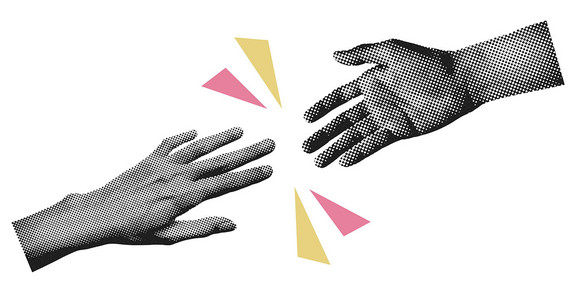 Symbolbild: Zwei ausgestreckte Hände, die sich fast berühren. Ähnlich Michelangelos "Erschaffung des Adams".